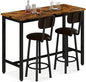 AWQM Bar Table Set of 2, Industrial Bar Table and Chairs Set of 2,3 Piece Bar Height Table with 2 Backrests Stools,Small Kitchen Table for 2,Small Space,Brown & Black - color: Rustic Brown & Black & Brown