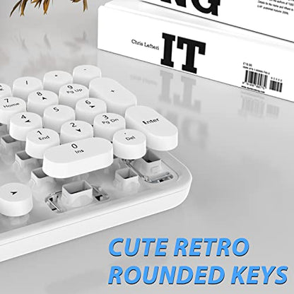 Wireless Keyboard Mouse Combo, 104 Keys Cute White Keyboard with Number Pad & Mouse for Windows, Computer, PC, Notebook, Laptop (White) - color: 2 White