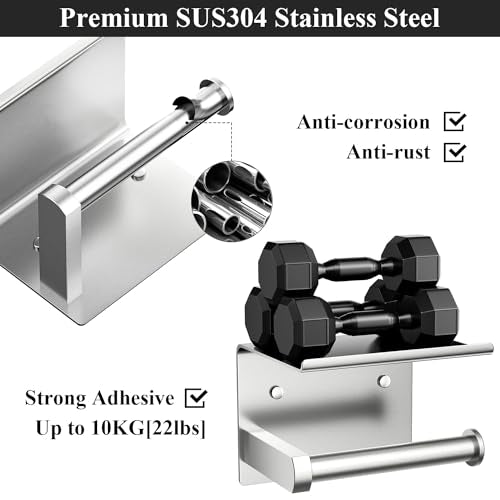 Toilet Paper Holder with Shelf Wall Mounted Toilet Paper Roll Dispenser | Heavy Duty Stainless Steel Brushed Nickel - color: A-brushed Nickel