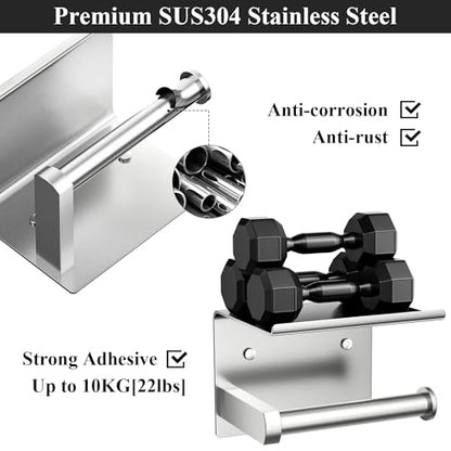 Toilet Paper Holder with Shelf Wall Mounted Toilet Paper Roll Dispenser | Heavy Duty Stainless Steel Brushed Nickel - color: A-brushed Nickel