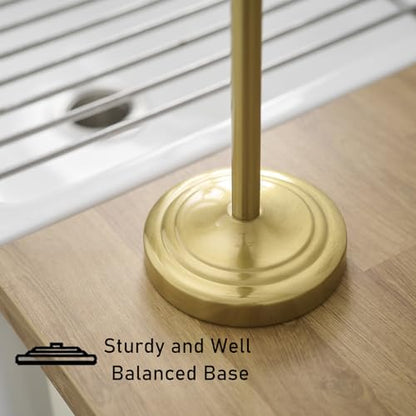Hoimpro 17" Brushed Gold Free Standing Towel Rack Bracket, Double Towel Ring Hand Towel Stand Holder, Bathroom Hardware Accessories Set Towel Bar for Bathroom Vanities and Kitchen Countertops - color: Brushed Gold