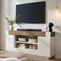 OKD Modern 70" TV Stand, Entertainment Center for TVs Up to 80", Media Console with Large Open Storage & Side Cabinets, Thick Wood Design for Living Room, Antique White - color: Antique White