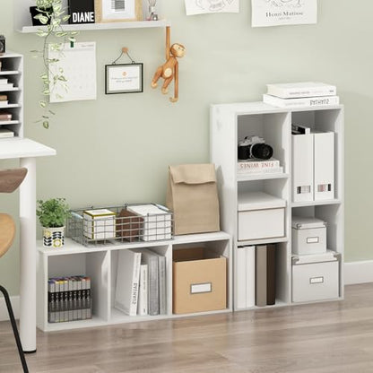 Furinno LUDER Book Shelf, 3-Cube Bookshelf, Bookcase with Open Shelves, 9.3 x 12 x 31.5, Easy Assembly, for Living Room, Bedroom, Home Office, White - color: White, size: 3-Tier Cube