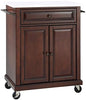 Crosley Furniture Compact Stone Top Small Rolling Cart with Shelves, Microwave Stand with Towel Rack, Mahogany - color: Mahogany, style: White Granite Top