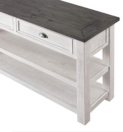 Martin Svensson Home Monterey Solid Wood Sofa Console Table White with Grey Top - color: White With Grey Top