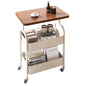 3-Tier Rolling Utility Cart with Drawers, Solid Wood Tabletop Metal Storage Cart, 360° Swivel Wheels & 2 Lockable Casters, Lightweight Mobile Organizer Trolley for Kitchen Living Room Bathroom - color: White.b