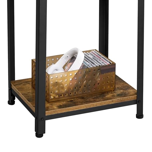 Yaheetech Large 3-Tier Tall End Table, 30 Inches High Side Table with Wooden Shelves & Strong Metal Frame for Living Room Small Space, 12 x 16 x 29.5 inches，Rustic Brown - color: Rustic Brown