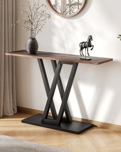 LITTLE TREE Console Table Hallway Table for Entryway 43 Inch Sofa Table Entryway Tables for Living Room, Rustic Brown - color: Rustic Brown