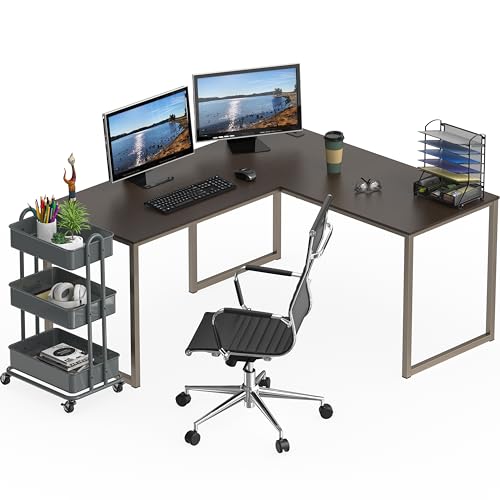 SHW Mission 55 x 60 Inches L-Shape Home Office Computer Desk, Espresso - color: Espresso, size: 55-Inch L-Shaped