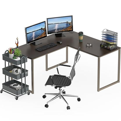 SHW Mission 55 x 60 Inches L-Shape Home Office Computer Desk, Espresso - color: Espresso, size: 55-Inch L-Shaped