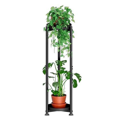 Plant Stand Indoor Outdoor Corner Tall 2 Tier Metal Tiered Single Small Plant Stands Sturdy Shelf for Living Room Balcony Garden,Black - color: Black, size: 2 Tier