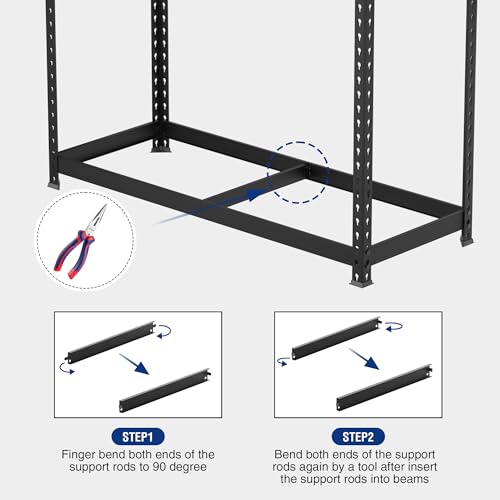 WORKPRO Shelving with MDF Board, 35-3/10”W x 17-1/2”D x 72”H, 1650LBS Load - color: Black, size: 35.3W x 17.5"D x 72"H