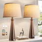 Seealle Modern Table Lamps Set of 2 - Touch Bedside Lamp for Nightstand with Dual USB C+A,3-Way Dimmable Brown Nightstand Lamps for Living Room Bedroom End Table with Oat Shade(Bulb Included) - color: F. Brown-Oat