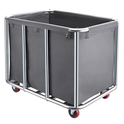 Commercial Laundry Cart with Wheels,400L Large Industrial Laundry Cart,Commercial Laundry Basket with Sturdy Steel Frame and Oxford Bag for Home Hotel Hospital 440 lbs (Off White) - color: Off White