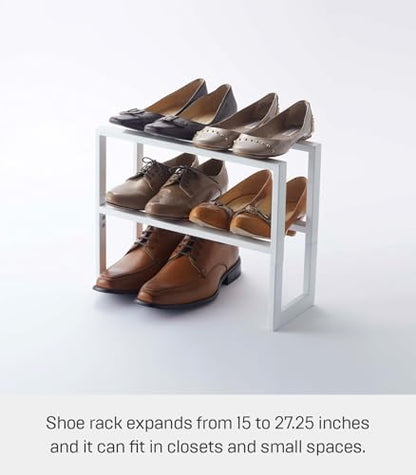 YAMAZAKI Home Expanding Shoe Rack, Metal, Adjustable Steel One Size White - color: White, size: Double