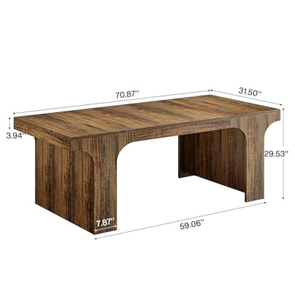 Tribesigns 70.87" Executive Office Desk with Arched Design, Rustic Brown | Modern Wooden Writing Table, Large Workspace Computer Desk Simple Business Furniture for Home Office, Sturdy Room - color: Rustic Brown