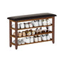 Shoe Bench with Leather Cushion,Rubberwood Bench with Shoe Rack | 3-Tier Shoe Storage Organizer for Entryway,Hallway,Living Room - size: 3-Tier-39.4"