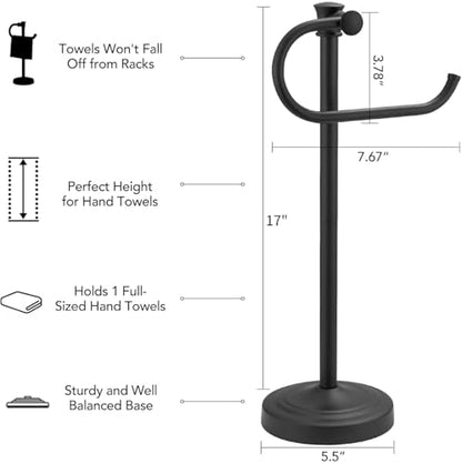 Stand Hand Towel Holder, Countertop Towel Bar, Matte Black | 17 Inch Bathroom Towel Hanger, Freestanding Vanity Counter Top Towel Holder, Towel Ring Hardware Accessories, Stainless Steel - color: Matte Black