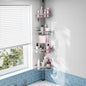 Corner Shower Caddy Tension Pole: Stainless Steel Rustproof 4-Tier Shower Organizer - 47-121 inch Adjustable Bathroom Shelves for Bathtub Shampoo Storage - Tension Rod Floor Standing Bath Rack - style: B Styel-Grey