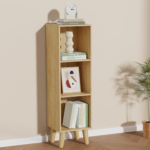 3 Cube Storage Organizer with Legs, 3 Tier Cube Low Bookcase Freestanding Storage Organizer for Home Office, Livng Room,Three-Cubes Open Shelf Short Bookshelf (Natural Oak, 3 Cube) - color: Natural Oak, size: 3 Cube