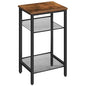 HOOBRO Side Table, 3-Tier Tall End Telephone Table with Adjustable Mesh Shelves, Small Entry Table for Living Room Bedroom Hallway or Office, Rustic Brown and Black BF01DH01G1 - color: Rustic Brown + Black