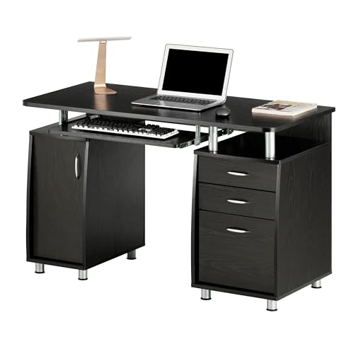 Techni Mobili 48''W Computer Desk with File Cabinet & Drawers, Espresso | Home Office, Keyboard Tray, Storage, Computer Workstation, Ideal for home office, Workspace organization - color: Espresso