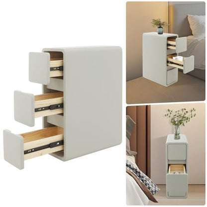 Narrow Nightstand with Drawers, Floor Standing Small Bedside Tables Skinny Nightstand Narrow Side Table Slim End Table for Bedrooms, Living Rooms, Hallways, Study Rooms, Offices Light Grey - color: Light Grey