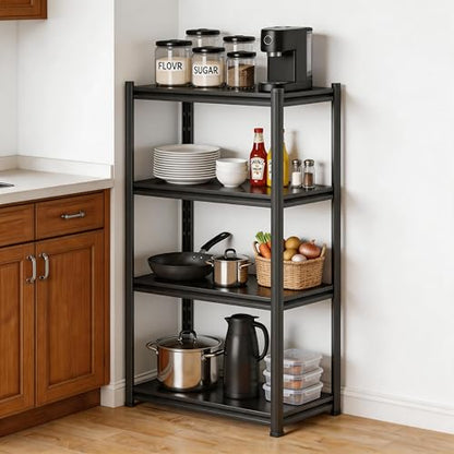 4 Tier Kitchen Storage Shelf, Kitchen Organizers Space Saving All Steel Freestanding Rack, Heavy Duty Metal Shelving Unit, Adjustable Open Shelf for Pantry Organizers and Storage 13.8"W×11.8"D×44.1"H - size: 4 Tier 13.8"W×11.8"D×44.1"H