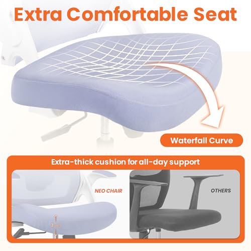NEO Chair Office Desk Gaming Chair Computer High Back Mesh Seat with Rolling Wheels Ergonomic Adjustable Comfy Flip-up Armrests Lumbar Support Height for Home (Purple White Frame) - color: Purple