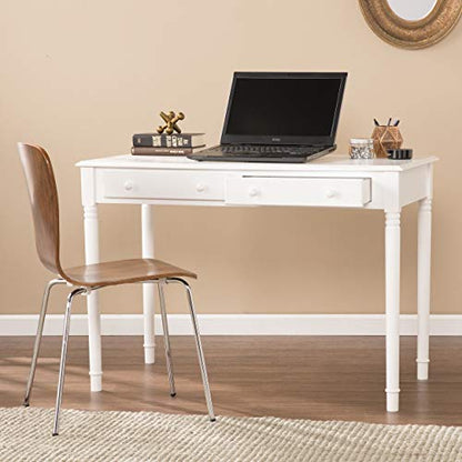 SEI Furniture - Writing 2-drawer Desk- Crisp White - Transitional Design, White Finish - Ideal for Home Office, Bedroom (HO8800) - color: Crisp White
