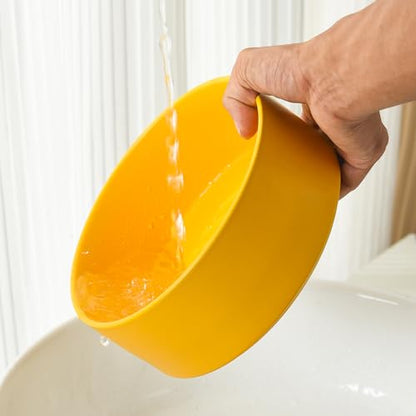 6'' Ceramic Raised Dog Bowl - 30Oz Dog Food & Water Bowl with Elevated Non-Slip Bamboo Stand, Dishwasher & Microwave Safe, Anti Vomiting Heavy Duty Pet Bowl for Small and Medium Dogs, Yellow - color: 1 x Bowl + Stand - Yellow, size: 6 inch