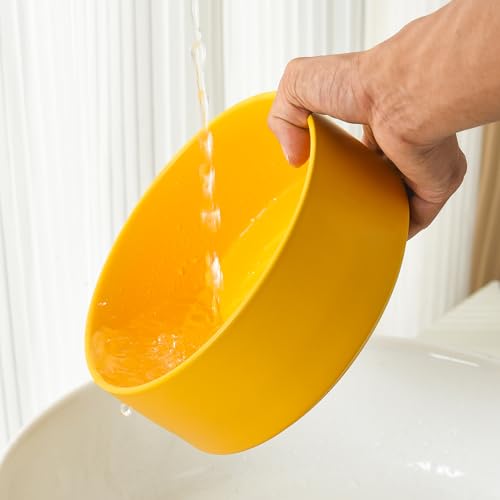 8'' Ceramic Raised Dog Bowl - 70Oz Dog Food & Water Bowl with Elevated Non-Slip Bamboo Stand, Dishwasher & Microwave Safe, Anti Vomiting Heavy Duty Pet Bowl for Medium and Large Dogs, Yellow - color: 1 x Bowl + Stand - Yellow, size: 8 inch
