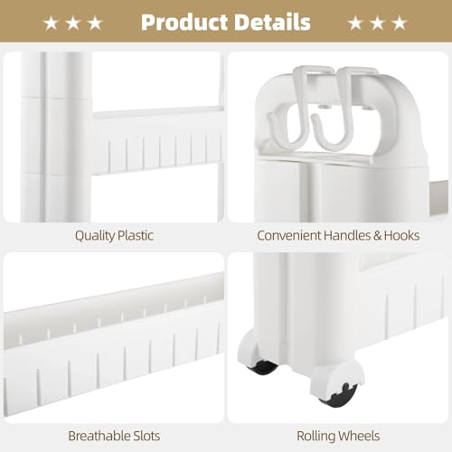 3 Tiers Slim Rolling Storage Cart, 3.5 Inches Slim Slide Out Bathroom Organizer Cart, Tiered Storage Rack with Wheels, Narrow Mobile Utility Cart for Laundry Room, Kitchen, Office, Sturdy Room - size: 3 Tiers