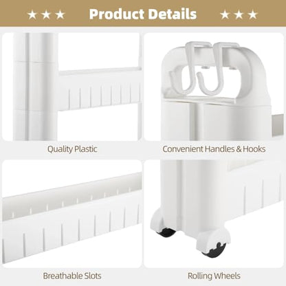 3 Tiers Slim Rolling Storage Cart, 3.5 Inches Slim Slide Out Bathroom Organizer Cart, Tiered Storage Rack with Wheels, Narrow Mobile Utility Cart for Laundry Room, Kitchen, Office, Sturdy Room - size: 3 Tiers
