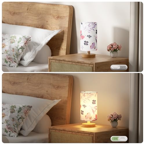 Fenmzee Butterfly Table Lamp for Bedroom - Inline Control, Small Bedside Lamp with 3000K A15 LED Blub, Easy Assembly (Butterfly Cream Shade, 9" Inline Control) - color: Butterfly Cream Shade