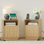 FORTUNETEC Nightstand Set of 2 with Charging Station, Mid Century Modern Nightstand with Arched Design,Boho End Table with Wood Grain Texture, Bedside Table for Bedroom Living Room Sofa Office, Oak - color: Oak, style: set of 2