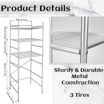 Wesiti 3 Tier Mini Fridge Shelf for Dorm Sliver Mini Microwave Stand | Over the Fridge Metal Storage Shelves Rack for College Dorms Kitchen Bathrooms Home Office