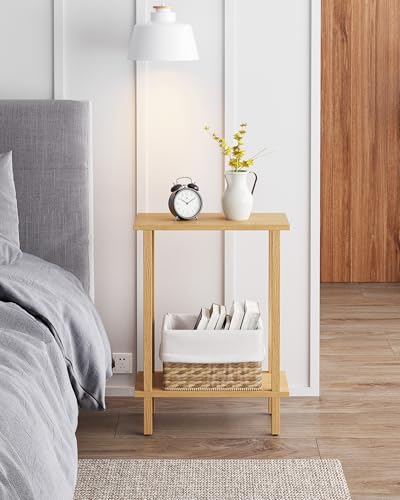 TUTOTAK Small Side Table, Narrow End Table, Skinny Sofa Table, Slim Nightstand, Couch Table, Living Room, Bed Room, Natural TB01BN062 - color: Natural, size: 2-Tier（7.9"D x 15.8"W x 22.5"H）