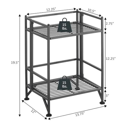 Convenience Concepts Xtra Storage Shelves - 2 Tier Folding Metal Organizer Shelf for Office, Closet, Laundry Room, Garage, Kitchen, Bathroom, & Bedroom, No Tools Assembly, Cobalt Blue - color: Cobalt Blue