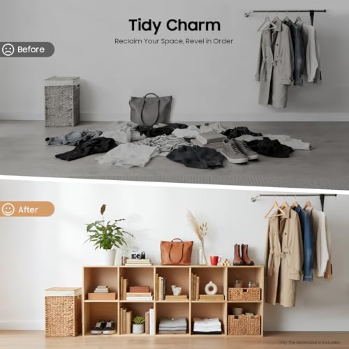 10-Cube Solid Wood Bookshelf, 2-Tier Storage Organizer Semi-Open Floor Display Shelf Closet Cabinet for Home Office Library School, 12" D x 59" W x 24" H - size: 10-Cube