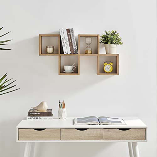 Danya B. Cubby Chessboard Wall Shelf - Horizontal or Vertical (Chestnut)