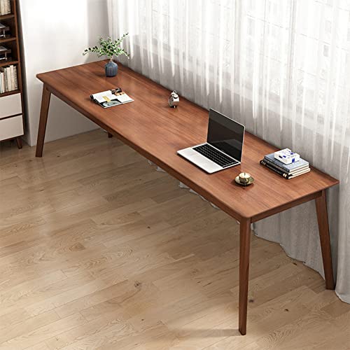 NELYE Mid-Century Long Desk Table, 71" W x 24" D, Walnut | Simple Modern Wood Table, Extra Long 2-Person Computer Workstation for Home Office Work, Holds 200 Lbs - size: 71"W24"D