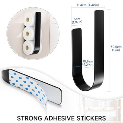 Toilet Paper Storage Wall Mount, Toilet Paper Holder Stand for 3 Rolls Tissue, Metal Extra Toilet Paper Storage Holder, Tissue Roll Holder for Rv, Bathroom,Black (1pack)