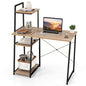 Tangkula Computer Desk with Shelves, Space Saving Home Office Desk with 3-Tier Ladder Shaped Storage Bookshelf, Modern Writing Study Desk with Metal Frame, Compact Computer Workstation (Natural) - color: Natural