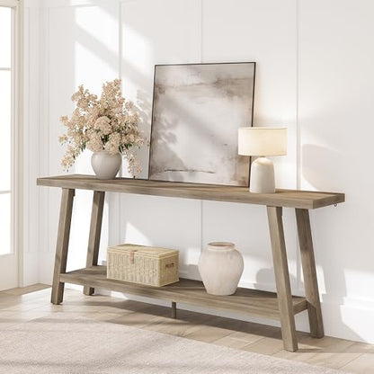 GarveeHome 70.87" Extra Long Console Table, Narrow Sofa Table Behind Couch, Rusitc Pear Entryway Table for Hallway Living Room Foyer, Farmhouse Accent Skinny Table, Rusitc Pear, 70.87" L x 14.02" W - color: Rustic Pear, size: 70.87"L x 14.02"W x 31.5"H