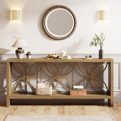 Tribesigns 70.9-Inch Narrow Sofa Table, FarmhouseLong Sofa Table Behind Couch, Entry Console Table with Storage for Entryway, Living Room, Foyer, Unique Design, Natural - color: Natural