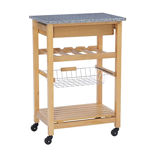 Linon Kitchen Island Granite Top, 33.88" x 22.8" x 15.63", Natural - color: Daa, style: Whitney