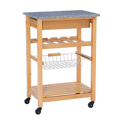 Linon Kitchen Island Granite Top, 33.88" x 22.8" x 15.63", Natural - color: Daa, style: Whitney