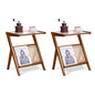 Tiita 2 Pack Rattan Side Table, Mid Century Nightstand, Bamboo Accent Bedside Tables, Glass Coffee Tables, Boho Wooden End Table with Storage for Small Space, Living Room and Bedroom - color: 2 Pack Rattan-l-brown