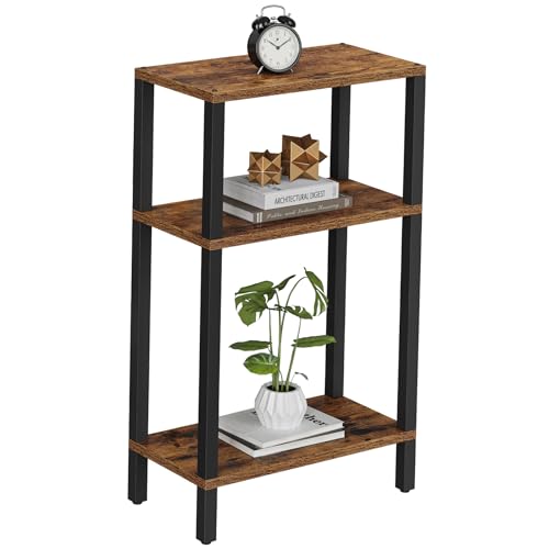 TUTOTAK Small Side Table, Narrow End Table, Skinny Sofa Table, Slim Nightstand, Couch Table, Living Room, Bed Room, Brown TB01BB077 - color: Brown, size: 3-Tier（7.9"D x 15.8"W x 26"H）